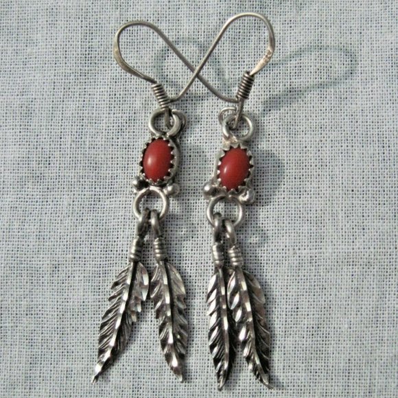Jewelry - VTG Southwest Sterling Silver Red Coral Earrings